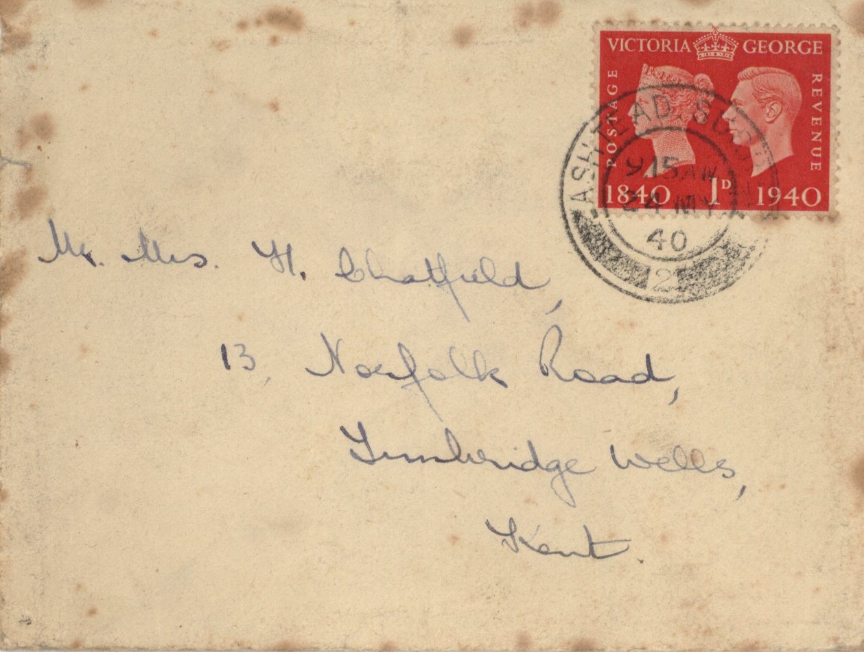 Birth envelope to Chatfield Harry 1940.jpg